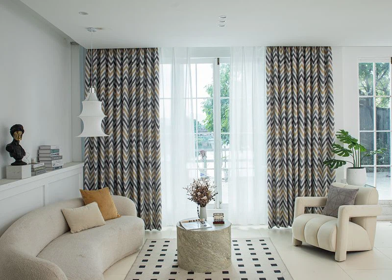 Hirse lingardinstoff med bølgemønstertrykk